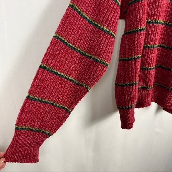 Vintage Men’s Lake Harmony Rowing Club Wool Blend Sweater | Cranberry Stripe | L - Picture 7 of 11